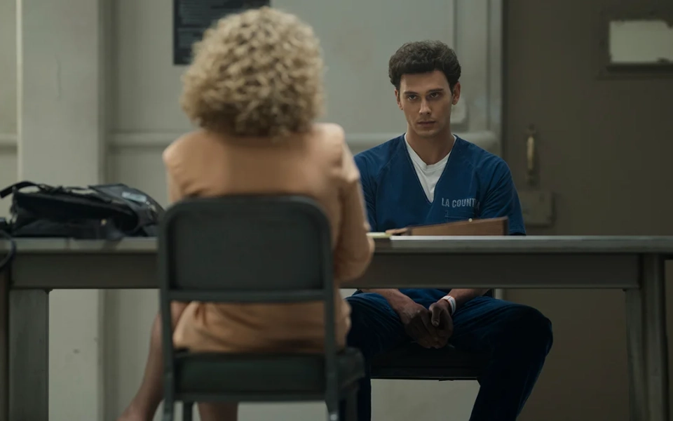 Ari Graynor and Cooper Koch in "Monsters: The Lyle and Erik Menendez Story"